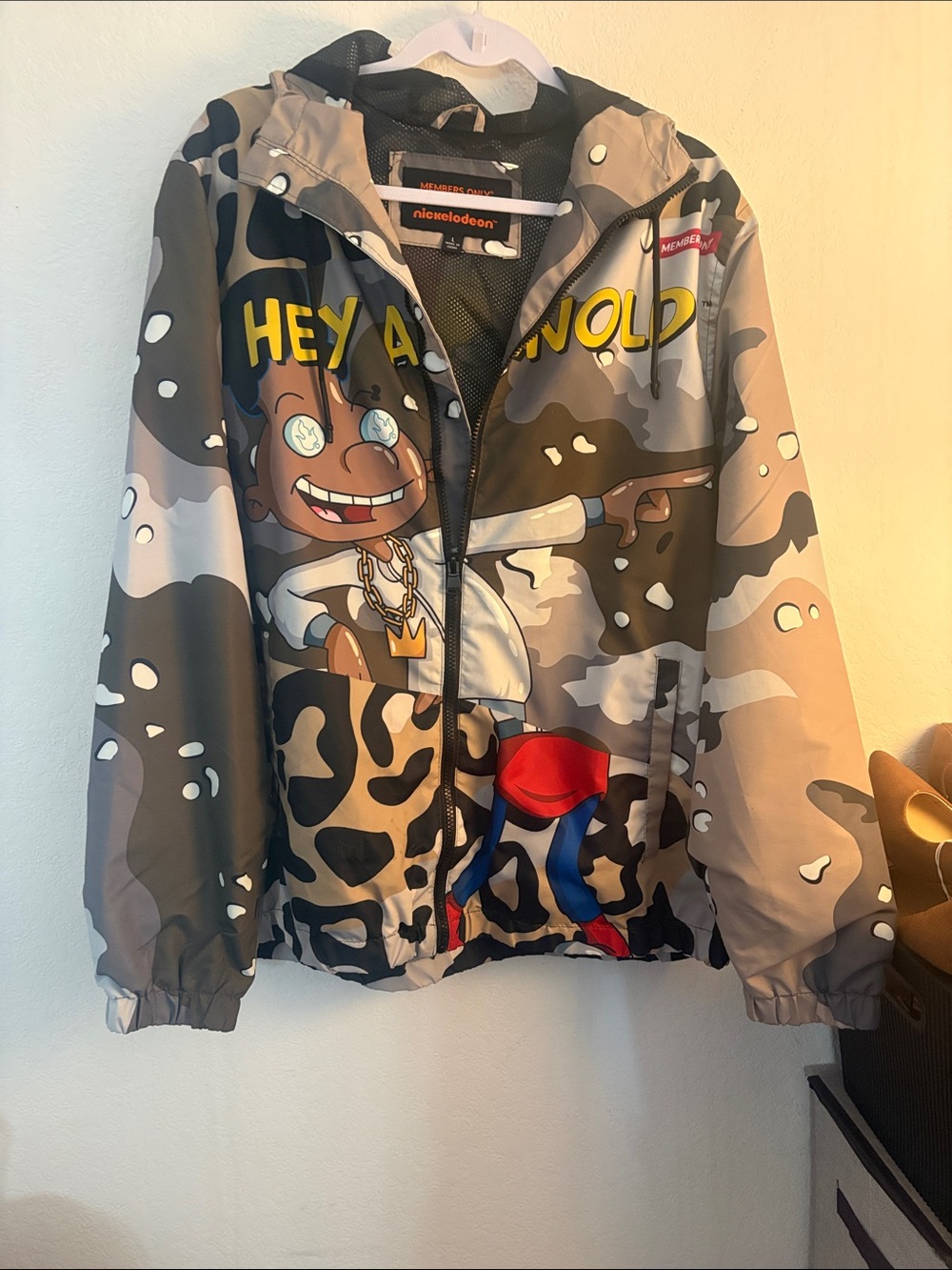 Nickelodeon Hey Arnold! Kids' Graphic Camo Jacket - Gray